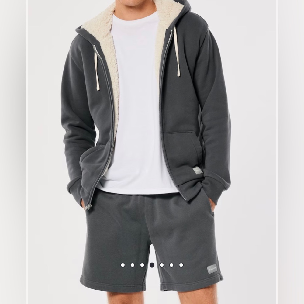 HOLISTER SHERPA-LINED FULL-ZIP HOODIE